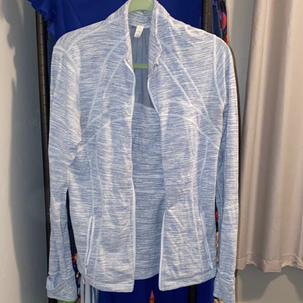 Lululemon Define Jacket Size 12 Light Blue Heathered Zip Up READ Broken Zipper - Picture 1 of 4